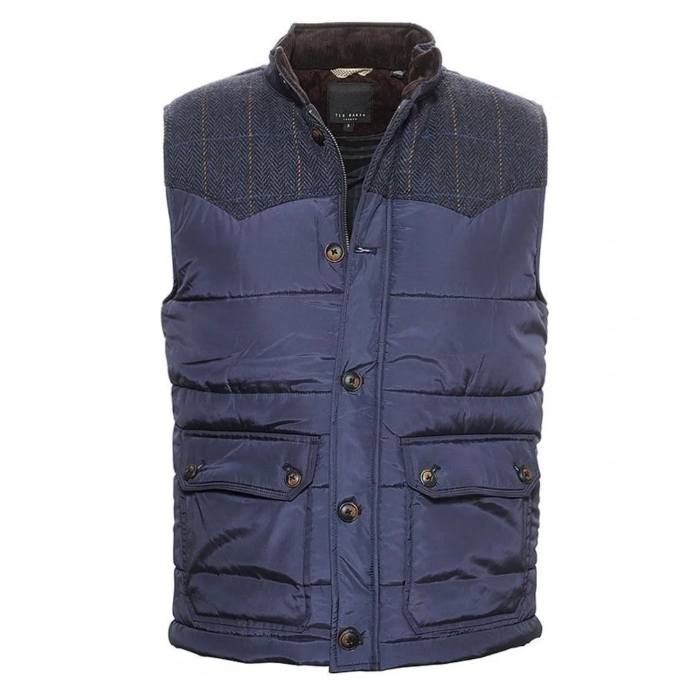 Ted Baker London Quilted Puffer Vest Gilet Men’s Large Navy Blue